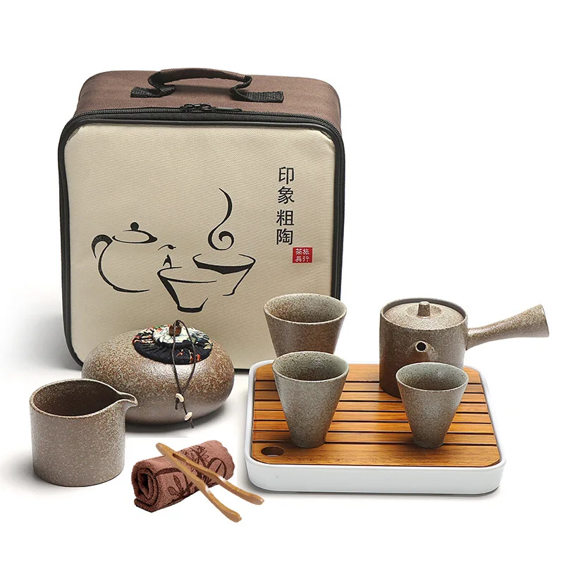 Portable Kungfu Tea Set, Travel, Outdoor, Office, Simple Use, Chinese Porcelain Tea Cups, Trays, Gifts Box