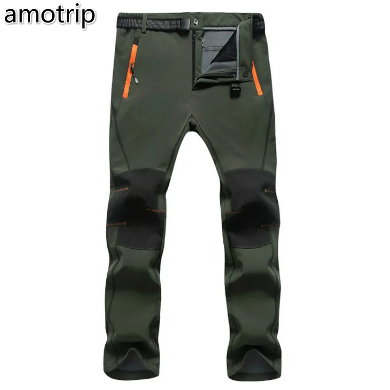 

Amotrip Winter Outdoor Men Thermal Camping & Hiking Pants Male Warm Skiing Trekking Climbing Trousers Waterproof Soft Shell