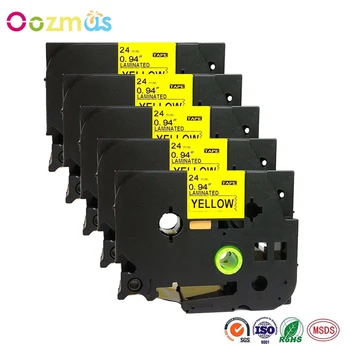 

Oozmas 5pcs TZe 651 labeling Tapes 24mm Blacak on Yellow compatible Brother P-touch TZe Tape TZe651 TZ-651 TZ651