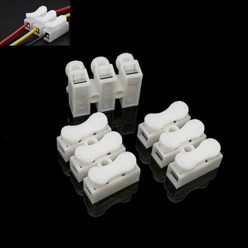 500PCS CH 3 Spring Wire Connectors Electrical Cable Clamp Terminal