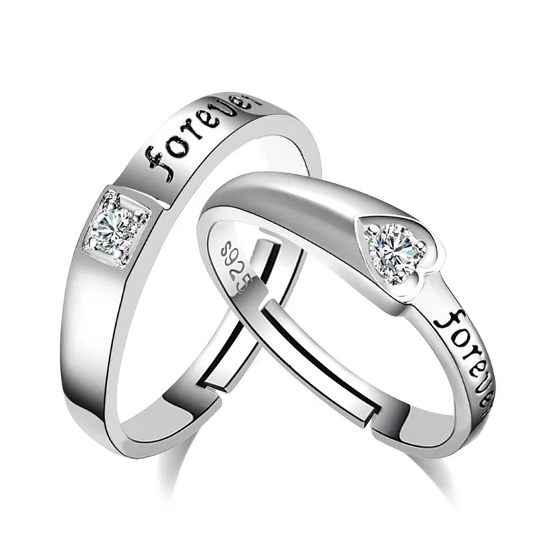 925 пробы Серебряное обручальное кольцо, пара влюбленных, кольца для мужчин и женщин, регулируемые кольца, модное серебряное кольцо для влюбленных - Цвет основного камня: C122
