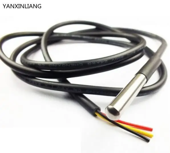 

1pcs DS18B20 Stainless steel package 1 meters waterproof DS18b20 temperature probe temperature sensor 18B20