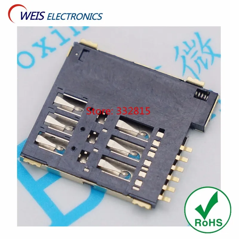 50 шт. маленькая карта hloder Micro SIM 6 штифтов автоматический всплывающий разъем для