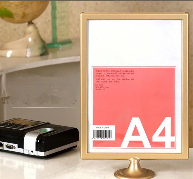 Photo Frames Double Sided Picture Frame A4 Bar Display Decor Gold Frame Silver Memu Frames