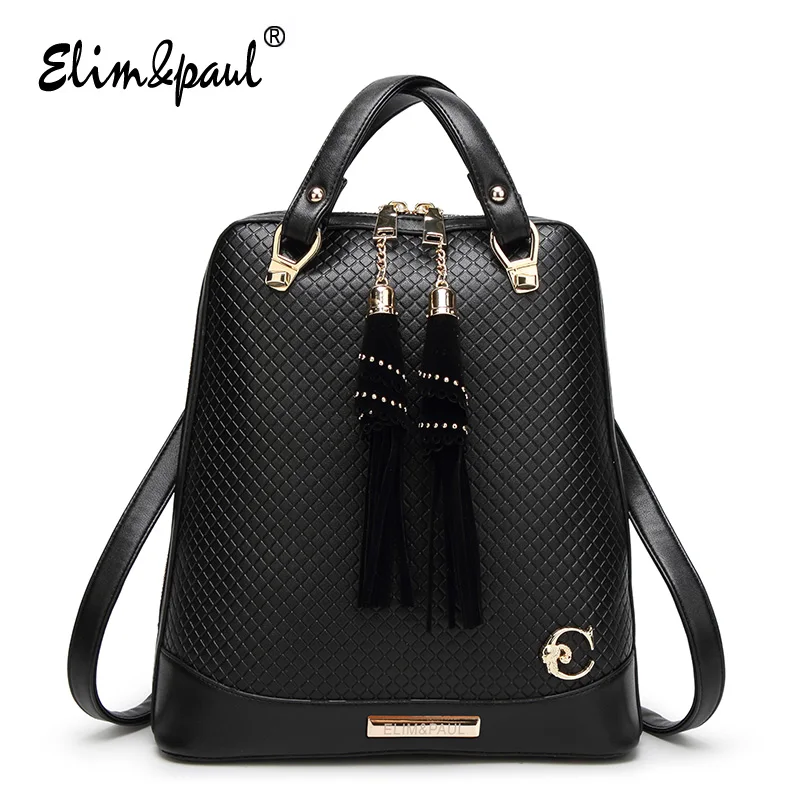 ELIM PAUL Women Leather Backpack Girls School Bag For Teenager Backpack Bags For Women School Leather