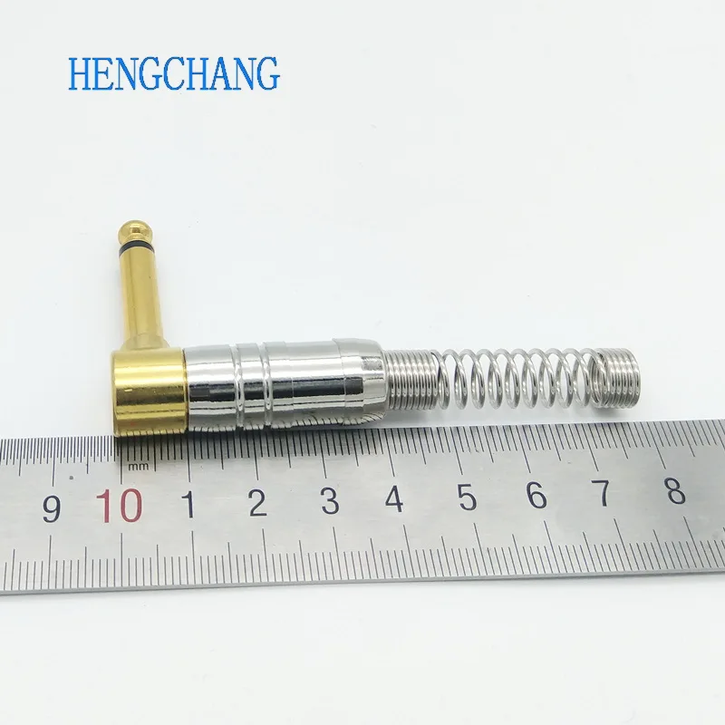 

1pcs Gold plated Right Angle 6.35mm Male Mono Phone Plug Guitar Audio Connector 1/4 Jack Microphone Cable Terminal
