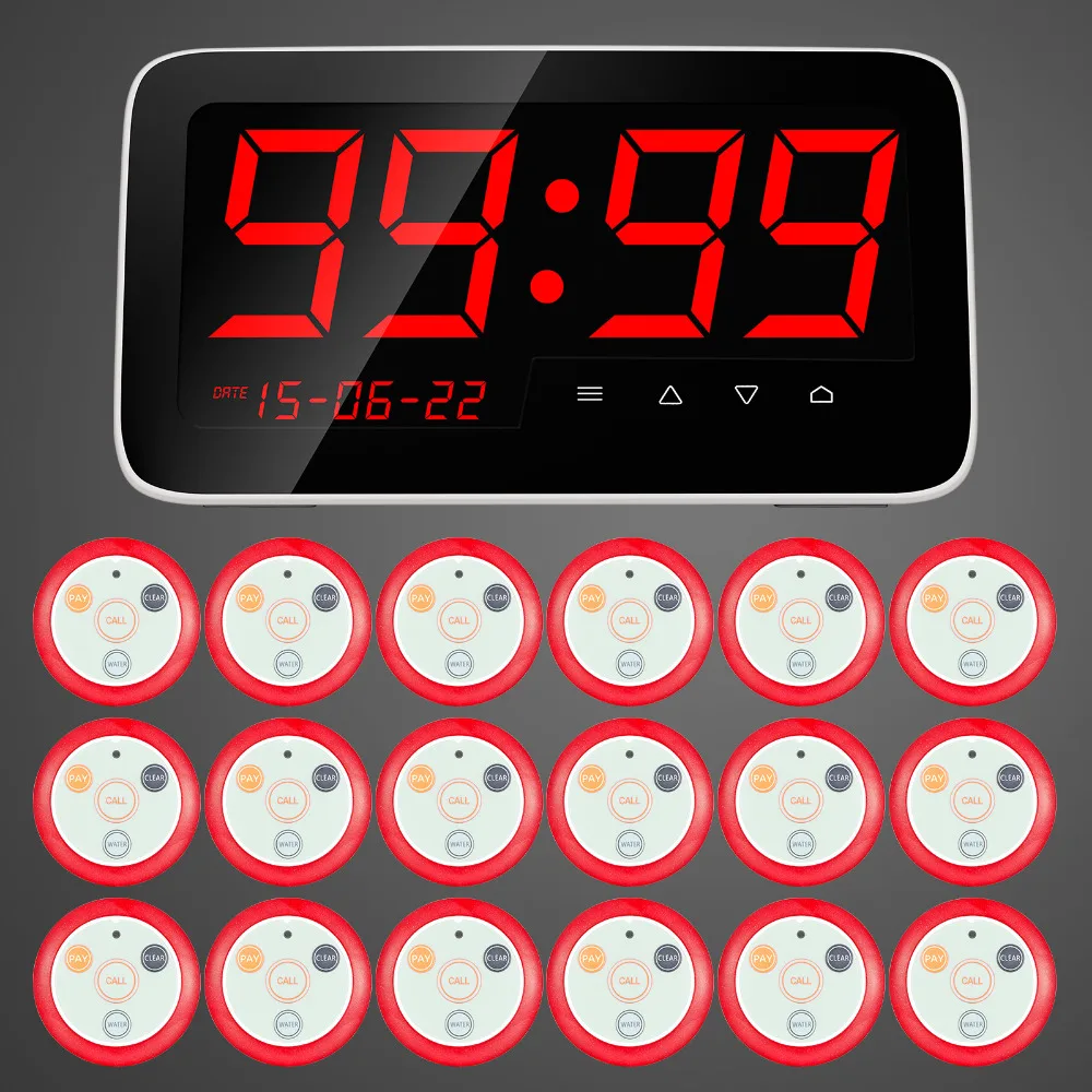 

KERUI Wireless restaurant calling system Call Service Paging System.for RESTAURANT,18 Transmitte,1 Display