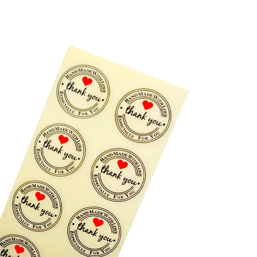

100PCS/lot Transparent Vintage Handmade With Love Kraft Paper Stickers Label DIY Hand Made For Gift Cake Baking Sealing Sticker