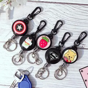 

50pcs/lot Cartoon Figure Retractable Keychains Steel Wire Rope Recoil Key Chain Superhero Batman Superman Edc Return Keyring