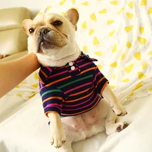 В цветную полоску; летняя одежда с принтом в виде собак S 2L ПЭТ малых и средних животных Одежда для бульдога жира щенка свитшот, куртка, кофта Товары