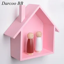 Милые деревянные домики для кукол Одежда для детей; малышей; девочек мальчиков комната настенное украшение-кукла дома для детей; из дерева игрушки; Цвета: белый, розовый и зеленый голубой цвет