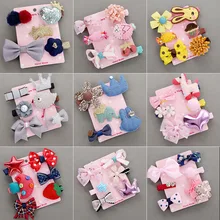 1 комплект = 6 шт., новые детские аксессуары, заколки для волос, заколки для волос, детские тканевые заколки с бантом и цветком, заколки для волос, головной убор для девочек