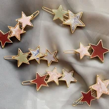 1 шт Заколки для волос для женская заколка Цвет соответствующие милый пятиконечная звезда челка заколка для волос шпилька для волос боковая невидимка сладкий G0402