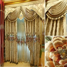 Европейские полузатененные высококлассные занавески для гостиной, готовые марлевые растворимые вышитые роскошные тюлевые прозрачные Занавески T010