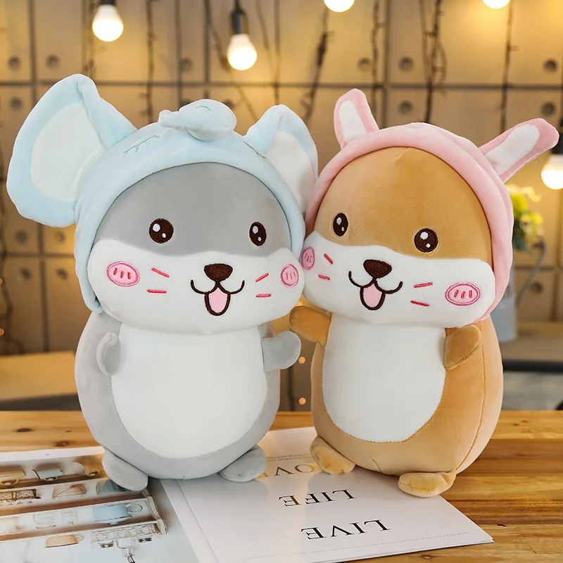 

Lovely mouse plush toys Cute cosplay elephant rabbit rat doll cat toy room decor kawaii gift for children cartoon toys