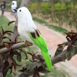 Милый маленький моделирование белая птица МОДЕЛЬ пены и перья зеленый хвост птицу кукла около 13 см