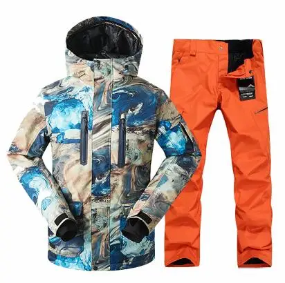 Сноуборд куртка+ Pantalones Masculina Nueva Gsou Hombres Traje de Impermeable al Aire Libre Deporte Campin - Цвет: color4