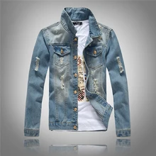 New Fashion Brand Spring Men's Jean Jacket Slim Men Fits Denim Jeans Solid Male Jean Coats Men Cowboy Clothing