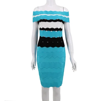 Sky Blue Black White Stripe Rayon Jacquard Bandage Dress Heavyweight Off-shoulder Bodycon Private Party Dresses
Sky Blue Black White Stripe Rayon Jacquard Bandage Dress Heavyweight Off-shoulder Bodycon Private Party Dresses