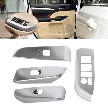 

CITALL 4pcs Car Interior ABS Matte Chrome Door Window Switch Console Panel Cover Trim for Toyota Highlander 2014 2015 2016 2017