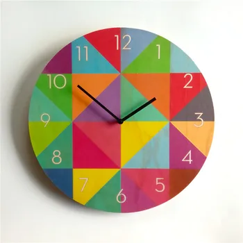 

Colorful European Creative Wall Clock Living Room Silent Wooden Modern Quartz Retro Wall Clocks Home Decor Duvar Saati 50w265