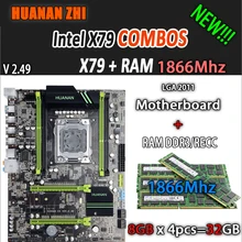 Материнская плата huanan Zhi V2.49 X79 LGA2011 ATX combos 4x8G 1866Mhz 32GB USB3.0 SATA3 PCI-E NVME M.2 SSD порт Поддержка процессора