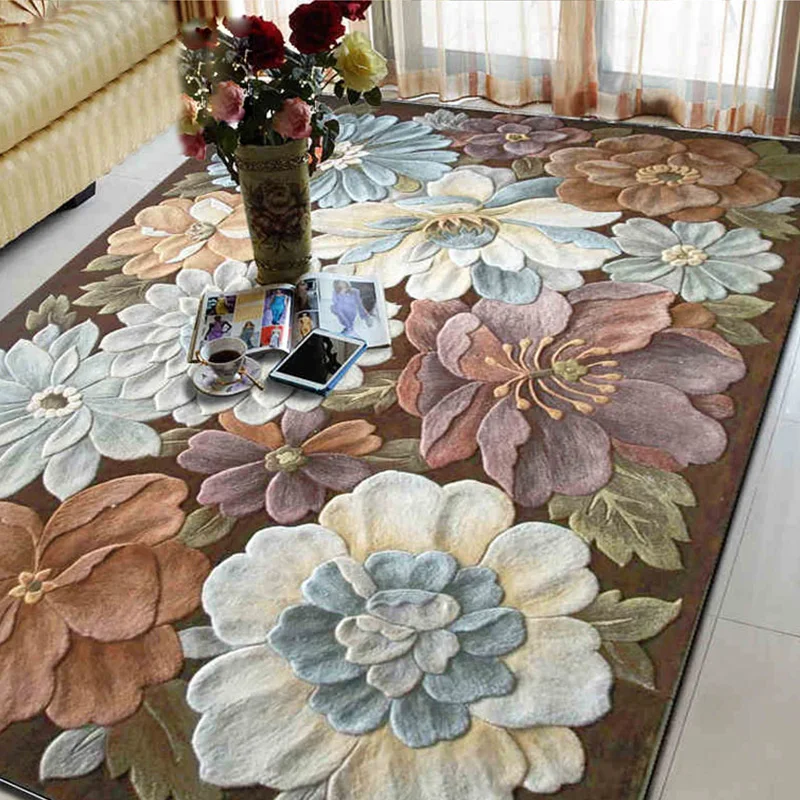 Daisy шерсть ковры для гостиной размера плюс ручной резной ромашки Цветочные ковры европейские и американские прямоугольные мягкие ковры