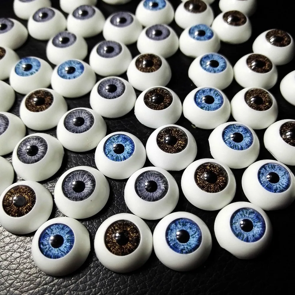

New 120pcs(60 Pairs) 12mm Doll Eyeballs Half Round Acrylic Eyesfor DIY Doll Crafts Mix Color Plastic Doll EyeBall Doll Toy Parts