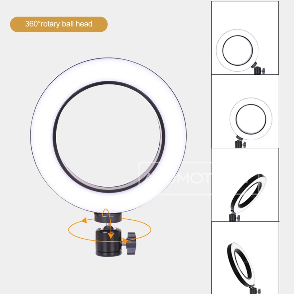 Затемнение Двухцветные светодиодные селфи кольцо света с защелки треноги для смартфона микрофона видео студии Youtue Live фотографии