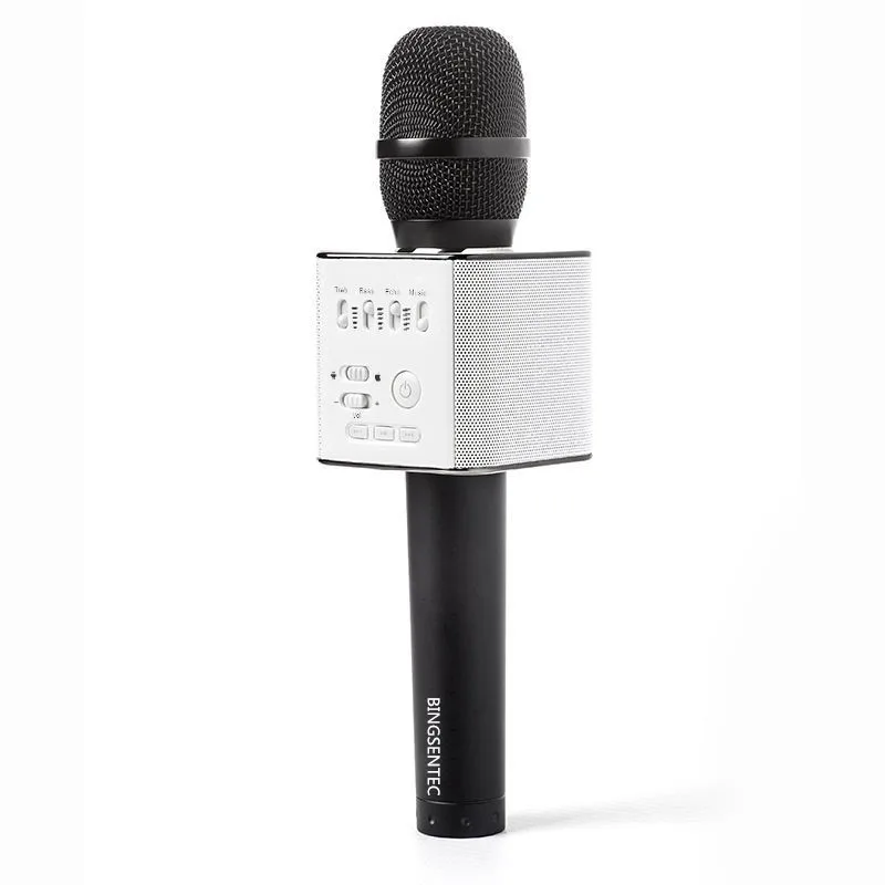 BINGSENTEC Q9 Bluetooth Karaoke Microphone Phone Music Player With Magic MIC Speaker With Black Carring Case For Iphone Android