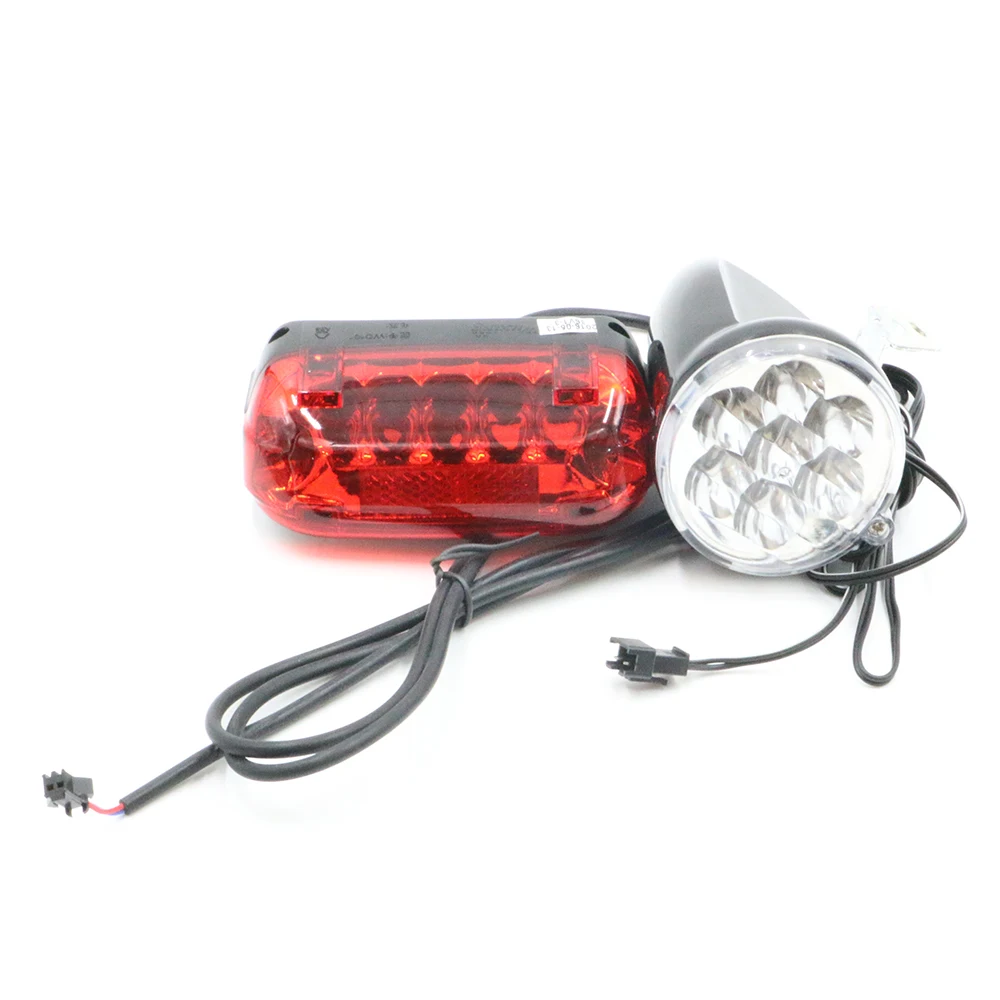 Perfect Motorcycle Electric Bicycle LED Light Headlight + Taillight Safety Warning Red LED Back Lamp 36V Ebike electric Bike Light 2