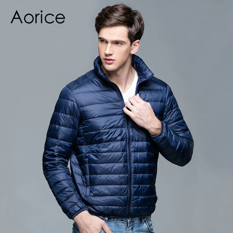 

WP905 Men classic winter warm parka light down jacket boy overcoats spring simple outwear large plus size