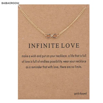 New Style Infinite-Love gold plated Pendant necklace Fashion Statement Clavicle Chains Necklace For Women Jewelry with card
