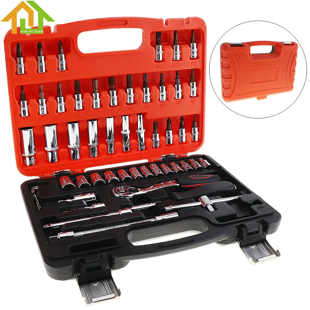 

53pcs Car Auto Repairing Automobile Motorcycle Car Repair Tool Box Precision Fast of Ratchet Torque Wrench Combo Tools