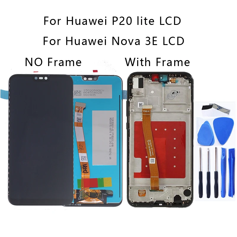 

For Huawei P20 Lite LCD 100% test brand new original touch screen digitizer component replacement Nova 3e LCD with frame+tools