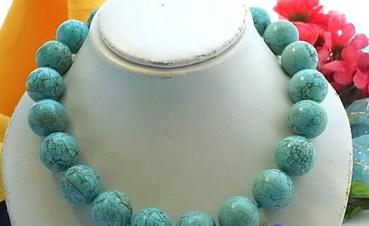 

FREE SHIPPING>>>@@ > N2866 NATURE ROUND SKY-BLUE TURQUOISE BEAD NECKLACE