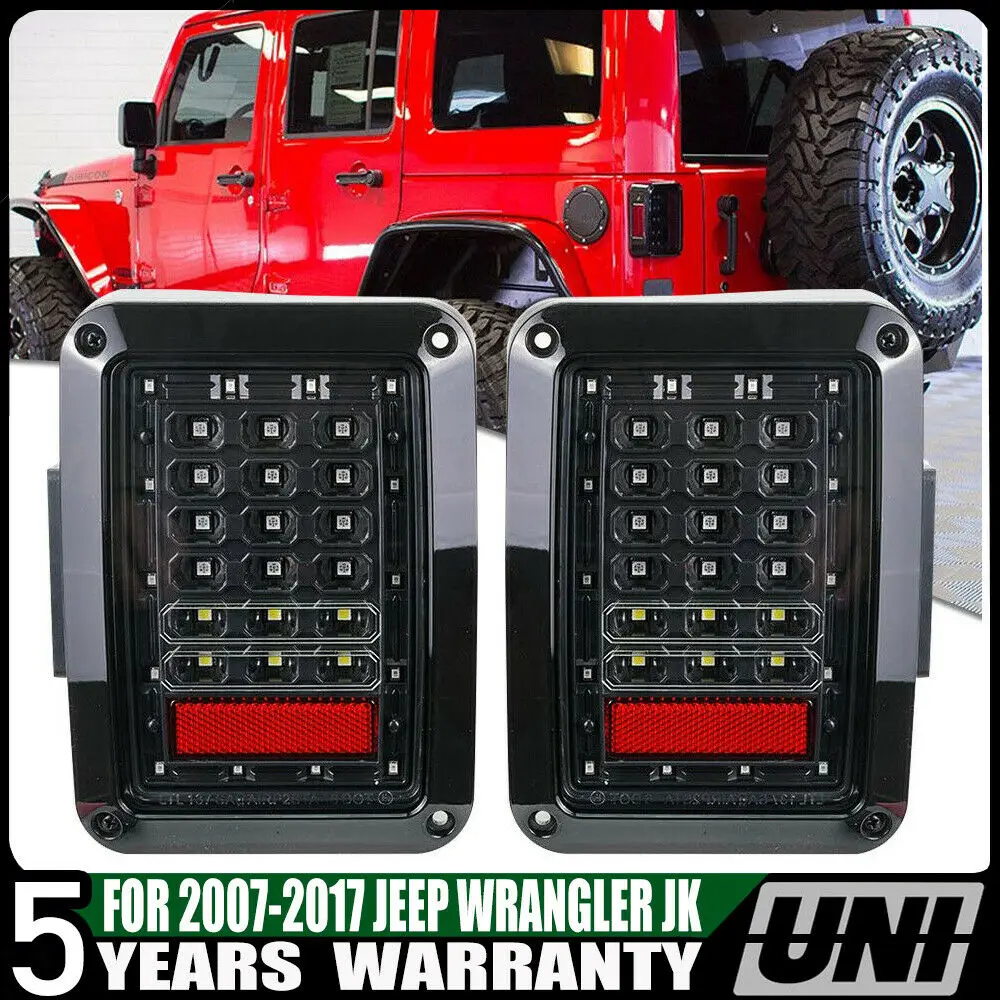 

TURBOSII DOT Approved for Wrangler Led Tail Light Clear PC Lens for JK JKU Sports Sahara 2007-2017 Fast Shipping