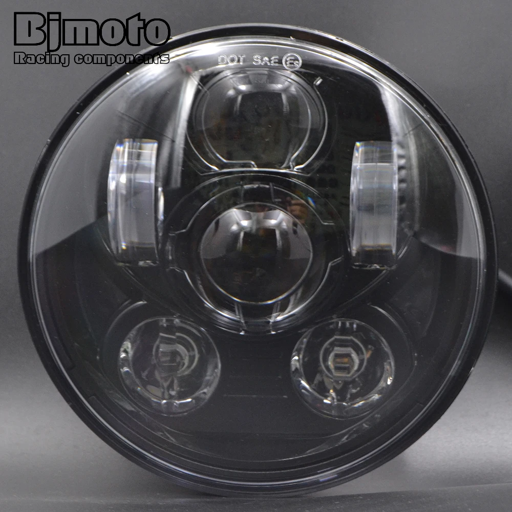 

BJMOTO Motorcycle 5.75" Round Black LED Headlight 5 3/4 inch Two Modes High Low Beam Headlamp Daymaker DRL For Harley Motorbikes