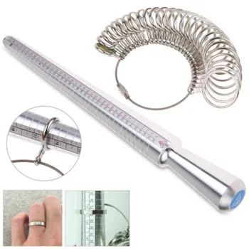 

New Metal Ring Sizer Guage Mandrel Finger Sizing Measure Stick Standard Tool --M25