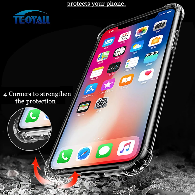 

TeoYall Anti knock Case for iPhone 7 8 10 X PLUS Transparent Cases TPU Cover for iPhone 5 6 6s PLUS SE Protective Cover fundas
