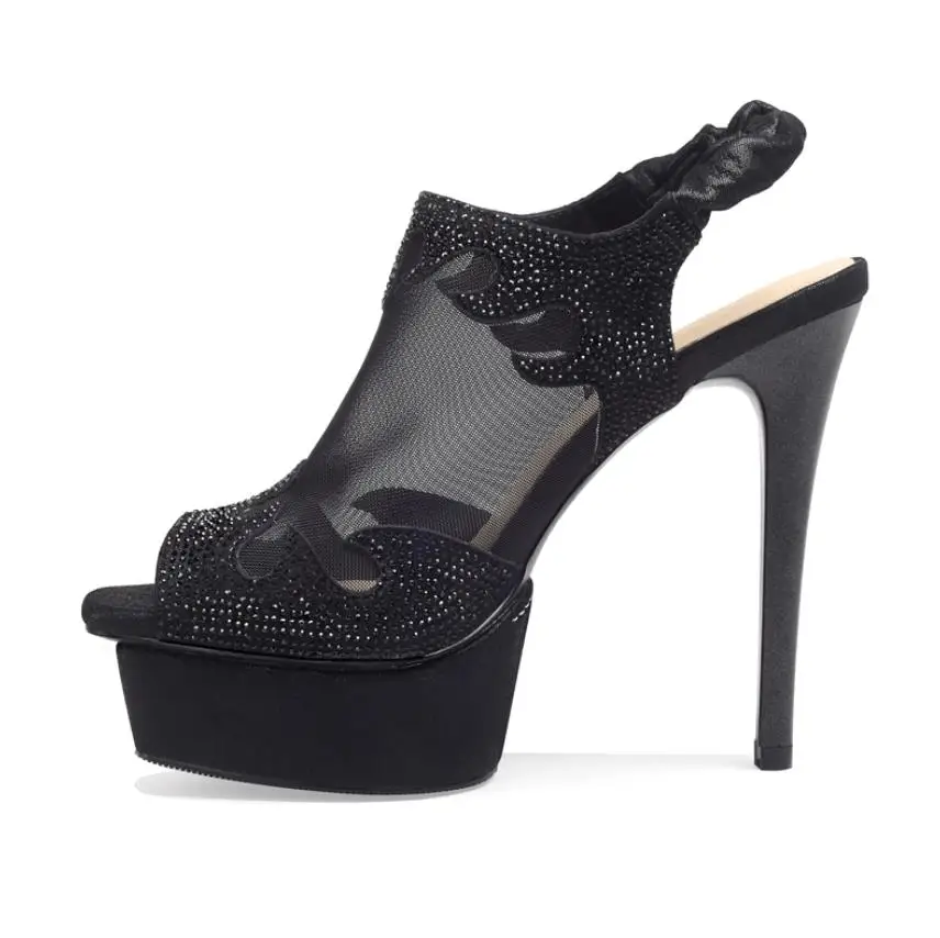 

Spring and summer new gauze waterproof table 12CM fine with banquet water drill high heel sandals