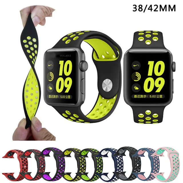 

High quality 38mm 42mm for apple watch band series 3/2/1 24 colours sport silicone watch strap band for apple watch 38mm 42mm