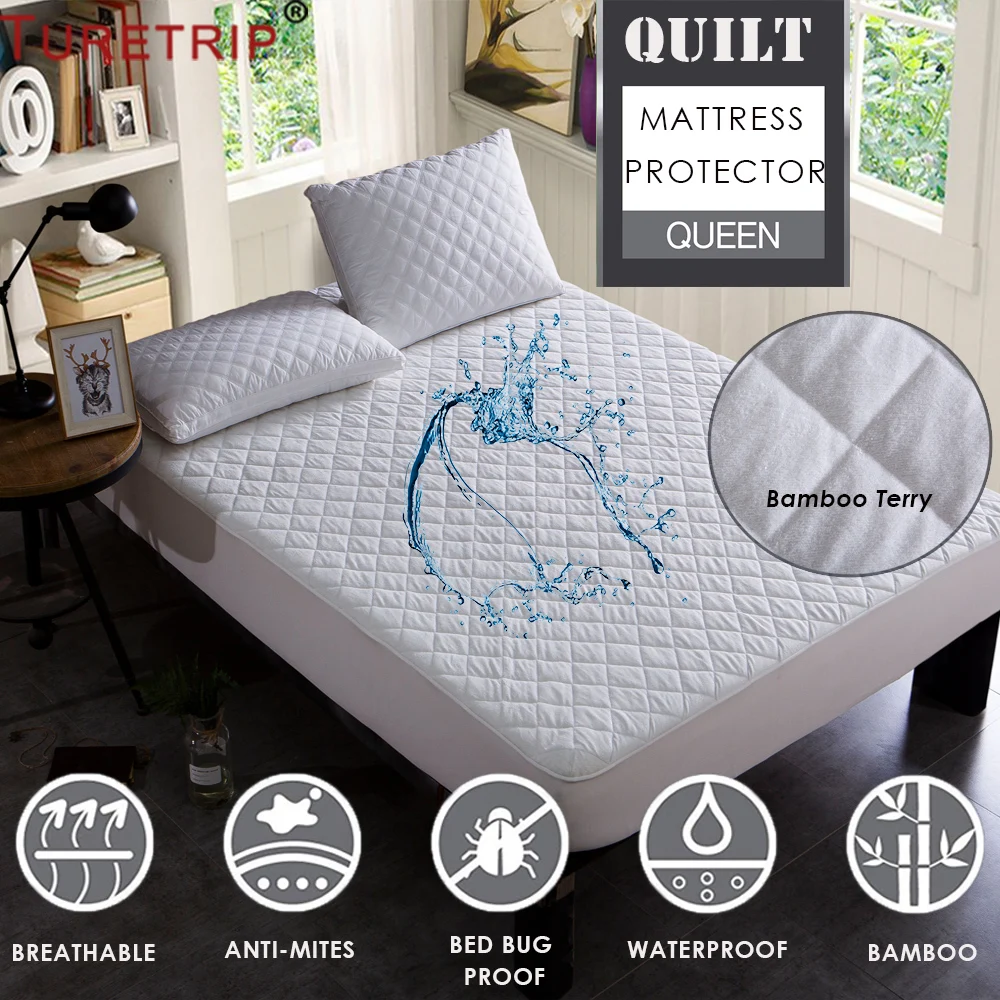 

Turetrip Terry Cloth Quilt Waterproof Mattress Pad Cover For Folding Mattress Protector Bed Protection Soft Mattress Topper
