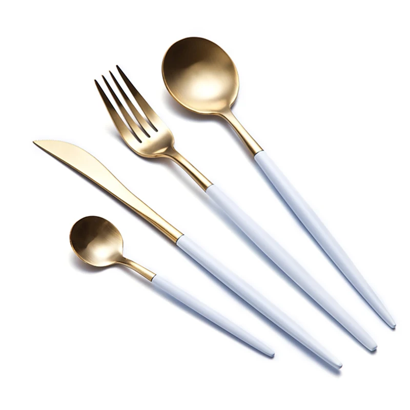 Luxury Stainless Steel Cutlery Set Gold Plated Portugal Western