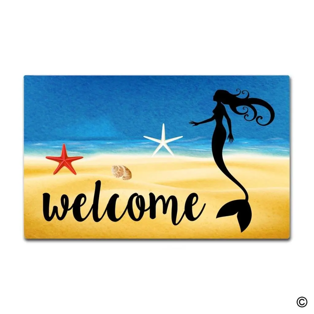 Entrance Floor Mat Funny Doormat Beach Mermaid Door Mat Home