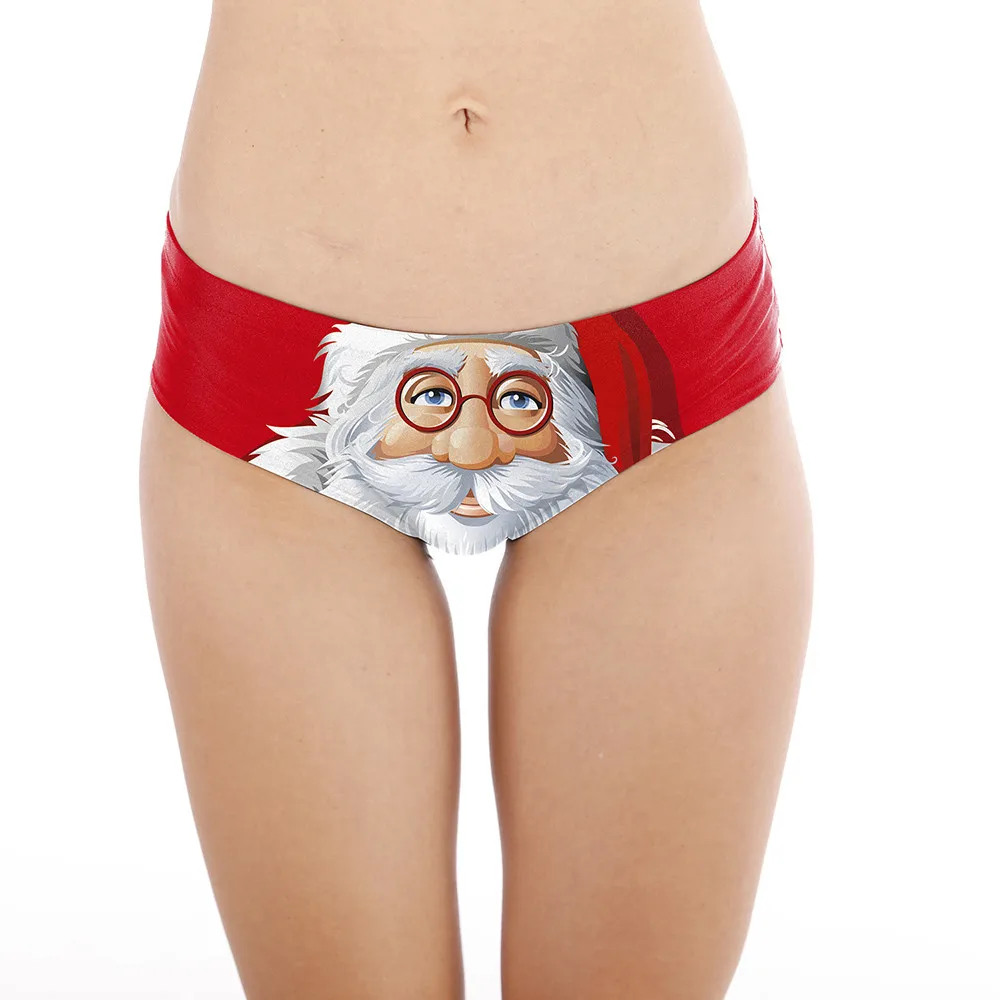 Рождественские женские сексуальные трусики с рисунком Санта Клауса, нижнее белье для девушек, сексуальные трусики, нижнее белье, Женская Стринги, женские трусики