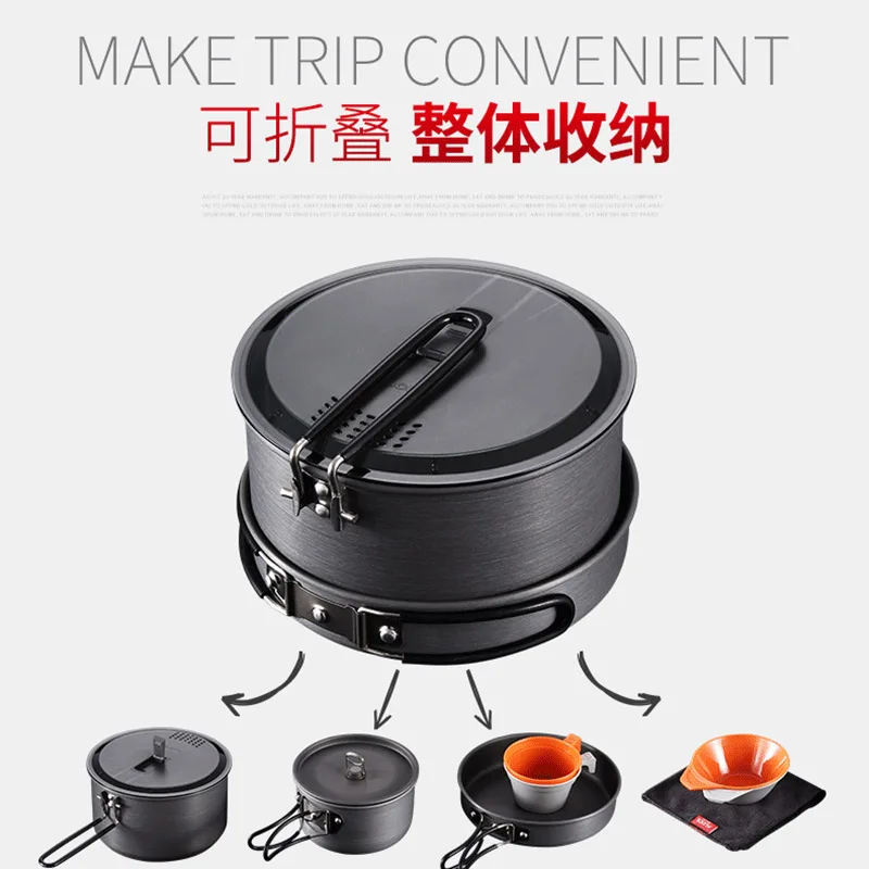 Alocs CW-C26/27 1-3 personas al aire libre camping cocinero set olla y sartén con bolsa portátil