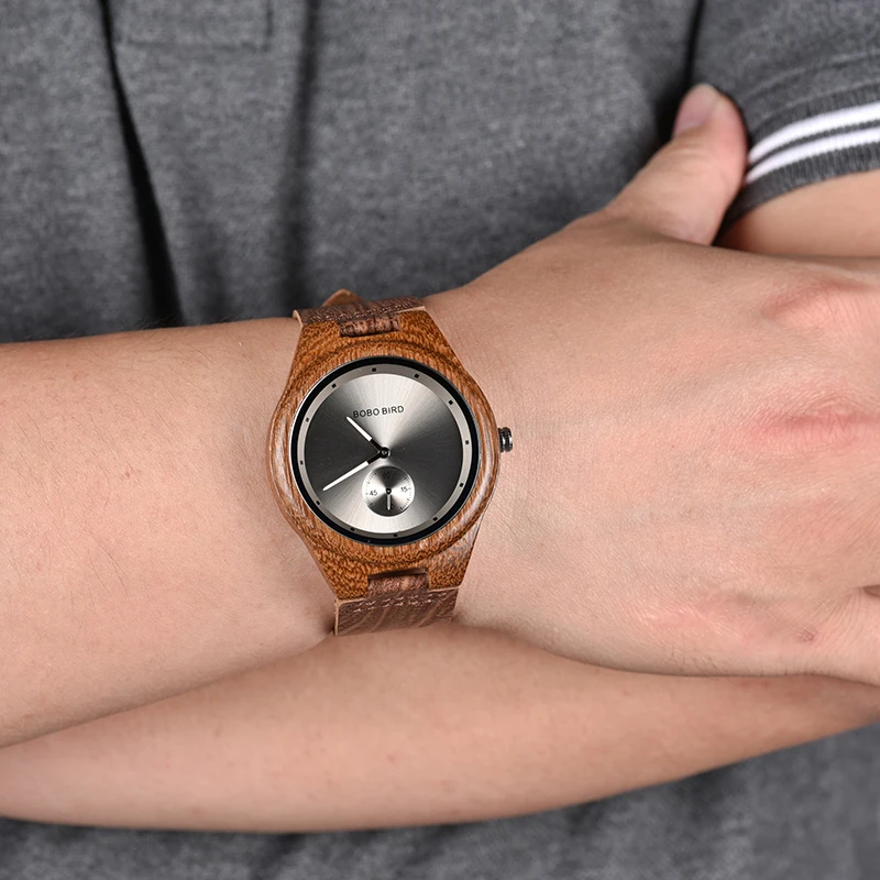 BOBO BIRD Wooden Watch Men Timepieces Relogio masculino Leather Strap Wood Quartz Watches V-Q24 DROP SHIPPING