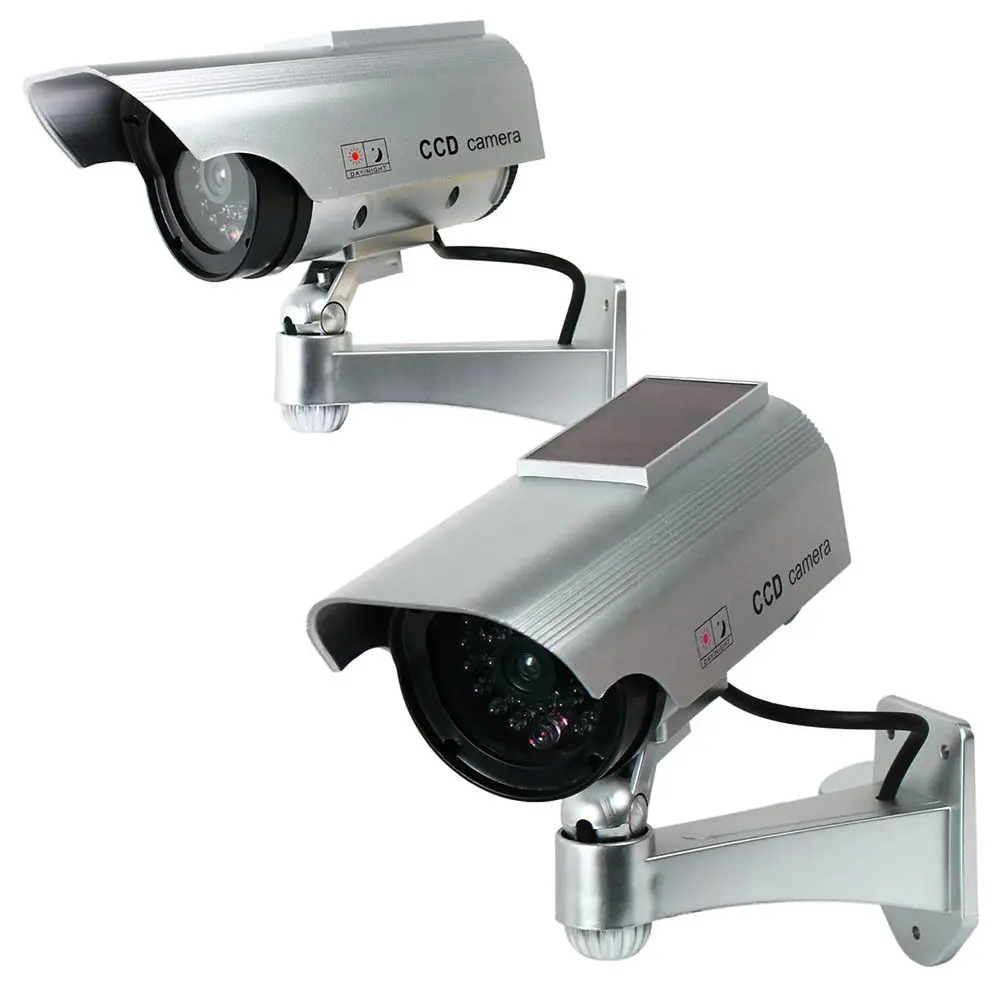 

2PCS Solar Powered Dummy Surveillance Security Camera CCTV w/ LED Record Light