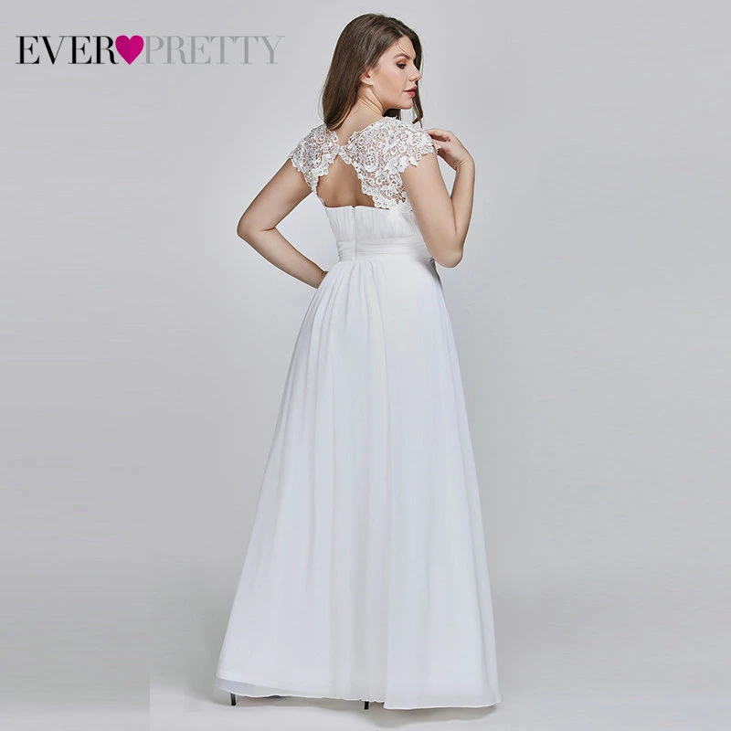 Vestido De Noiva Ever Pretty размера плюс элегантные шифоновые кружевные аппликации белые свадебные платья для женщин Свадебное платье для беременных